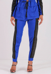 CONJUNTO BLAZER COM RECORTE DE PAETÊ + CROPPED + CALÇA  AZUL COM PRETO PERFECT WAY