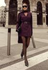 VESTIDO EM CREPE COM CINTO FIVELA METAL ACOMPANHA ECHARPE FEMININO FIGO PERFECT WAY