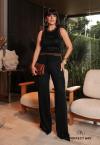 Perfect Way - CALÇA FEMININA TRICÔ PRETO COM MARROM