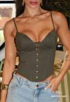 CORPETE COM COLCHETES FEMININO VERDE MILITAR PERFECT WAY