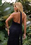 VESTIDO FEMININO  FRENTE UNICA MIDI PRETO PERFECT WAY