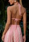 TOP DE ALÇA S/ BOJO TECIDO BORD DET METAL FEMININO ROSA C/ CRU PERFECT WAY