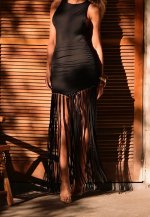 SAIA CURTA C/ FRANJA FEMINNINA PRETO PERFECT WAY