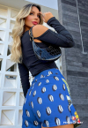 SHORTS SAIA ESTAMPADO PRETO COM AZUL PERFECT WAY