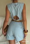 BLUSA CROPPED FEMININA 419 AZUL BEBE PERFECT WAY