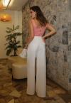 CROPPED RECORTE COM VIVO  FEMININO salmao c/ areia PERFECT WAY