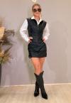 SAIA COURO ( PU) C/ MARTINGALE FEMININA PRETO PERFECT WAY