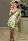 VESTIDO FEMININO CURTO DECOTE V PROFUNDO COM BABADOS    VERDE PERFECT WAY