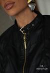 JAQUETA COURO (PU) FEMININA PRETO PERFECT WAY