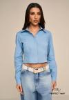 Perfect Way - CAMISA VISTA PUNHOS BOTAO FEMININA AZUL