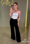 CALÇA PANTALONA FEMININA CÓS BAIXO PRETO PERFECT WAY