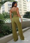 CONJUNTO FEMININO CROPPED + CALÇA PANTALONA   VERDE PERFECT WAY