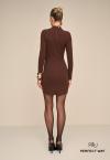 VESTIDO CURTO GOLA ALTA  FEMININO MARROM CAFÉ PERFECT WAY