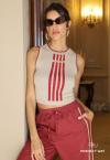 CROPPED TRICO DET METAL FEMININO BEGE PERFECT WAY