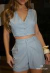 BLUSA CROPPED FEMININA 419 AZUL BEBE PERFECT WAY