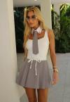 SHORTS SAIA C/ PREGAS  COS ELASTICO FEMININO CINZA C/ OFF WHITE PERFECT WAY