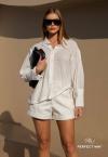 CAMISA FEMININA OVER ASSIMETRICA OFF WHITE PERFECT WAY