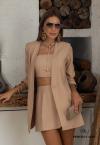 CONJUNTO FEMININO BLAZER + CROPPED COM METAL NUDE PERFECT WAY