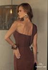 VESTIDO FEMININO CURTO ASSIMETRTICO UM OMBRO SO  MARROM PERFECT WAY