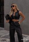 CONJUNTO FEMININO CROPPED + CALÇA BALLOON PRETO PERFECT WAY