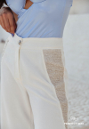 CALÇA WIDE LEG C/ RECORTE + BORDADO OFF WHITE PERFECT WAY