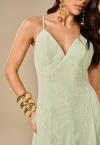 VESTIDO LONGO EM RENDA , FORRADO  FEMININO verde claro PERFECT WAY