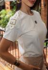 T-SHIRT COM MARTINGALE FIVELA FEMININA MARFIM PERFECT WAY