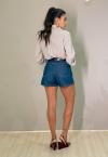 SHORTS JEANS  COM RECORTES FEMININO azul jeans PERFECT WAY