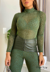 BODY CACHARREL MANGA LONGA + TOP verde PERFECT WAY