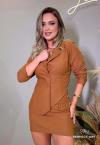 CONJUNTO FEMININO BLAZER ASSIMETRICO + SHORTS SAIA C/ MARTINGALES terra PERFECT WAY