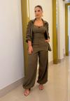 CAMISA  COM FENDA E RECORTE FEMININA verde militar PERFECT WAY