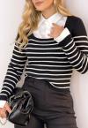 BLUSA TRICO MANGA LONGA C/ DET METAL FRENTE preto / off white PERFECT WAY