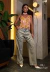 REGATA FEMININA ESTAMPADA bege c/ verde PERFECT WAY
