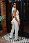 CONJUNTO CROPPED + CALÇA ASSIMÉTRICO COM BOTÕES OFF WHITE PERFECT WAY