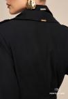 TRENCH COAT SARJA C/ CINTO FIVELA METAL  FEMININO PRETO PERFECT WAY