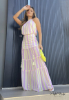 CONJUNTO BLUSA mais SAIA LONGA ESTAMPADA AMARELO / LILAS PERFECT WAY