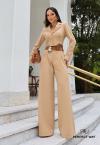 Perfect Way - CONJUNTO FEMININO BLAZER CROPPED + CALÇA WIDE LEG DOCE DE LEITE