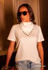 T-SHIRT C/ LENÇO BORD MANUAL FEMININA OFF WHITE PERFECT WAY