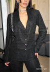 CONJUNTO BLAZER + CALÇA FLARE PRETO PERFECT WAY