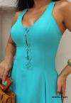 VESTIDO MAXI MIDI FEMININO AZUL TURQUESA PERFECT WAY