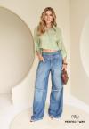 CAMISA CROPPED OVER FEMININA matcha PERFECT WAY