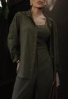 CAMISA  COM FENDA E RECORTE FEMININA verde militar PERFECT WAY