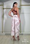CALÇA FEMININA PANTACOURT BEGE C/ MARROM PERFECT WAY