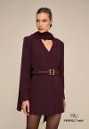 VESTIDO EM CREPE COM CINTO FIVELA METAL ACOMPANHA ECHARPE FEMININO FIGO PERFECT WAY