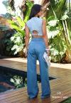BLUSA CROPPED FEMININA 419 AZUL BEBE PERFECT WAY