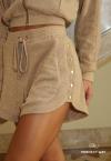 SHORTS  C/ RECORTES COS ELASTICO  FEMININO BEGE PERFECT WAY
