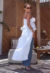 BLUSA FEMININA ALONGADA COM BABADOS OFF WHITE PERFECT WAY