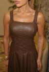 VESTIDO MIDI DE COURO PU C/ BOJO FEMININO CACAU PERFECT WAY