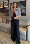 BLAZER ALFAIATARIA COM OMBREIRAS E ZIPER FEMININO CINZA PERFECT WAY