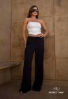 CALÇA PANTALONA FEMININA CÓS BAIXO PRETO PERFECT WAY